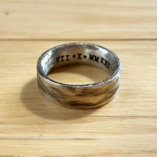 custom engraved ring Roman numerals