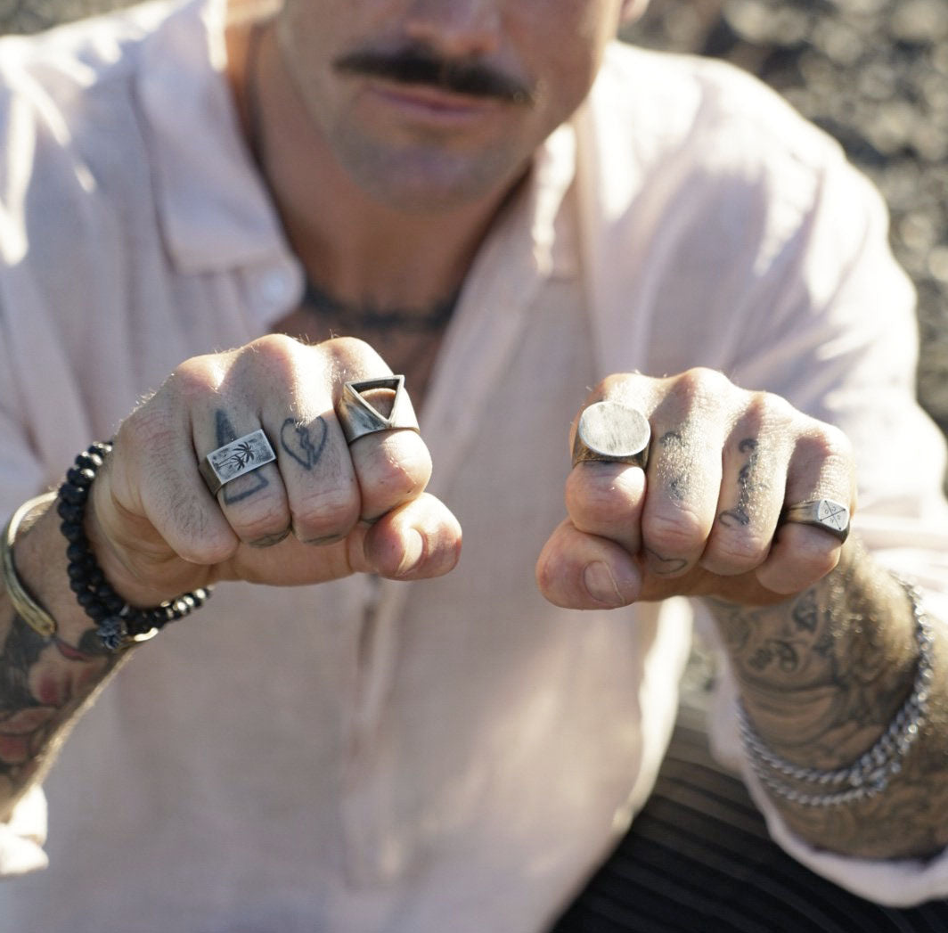 Palm Silver Mens Rings