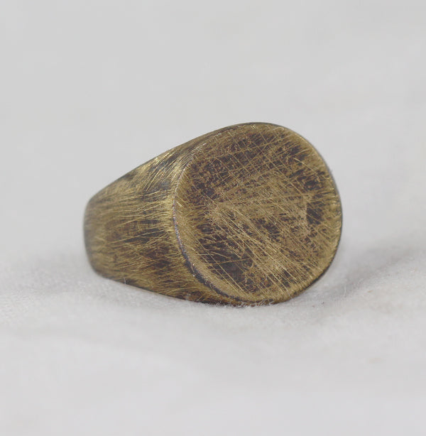 Gold Brushed Round Signet Rings