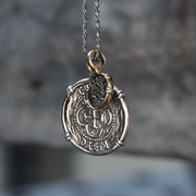 Mens Sterling Silver Coin Pendant Necklace