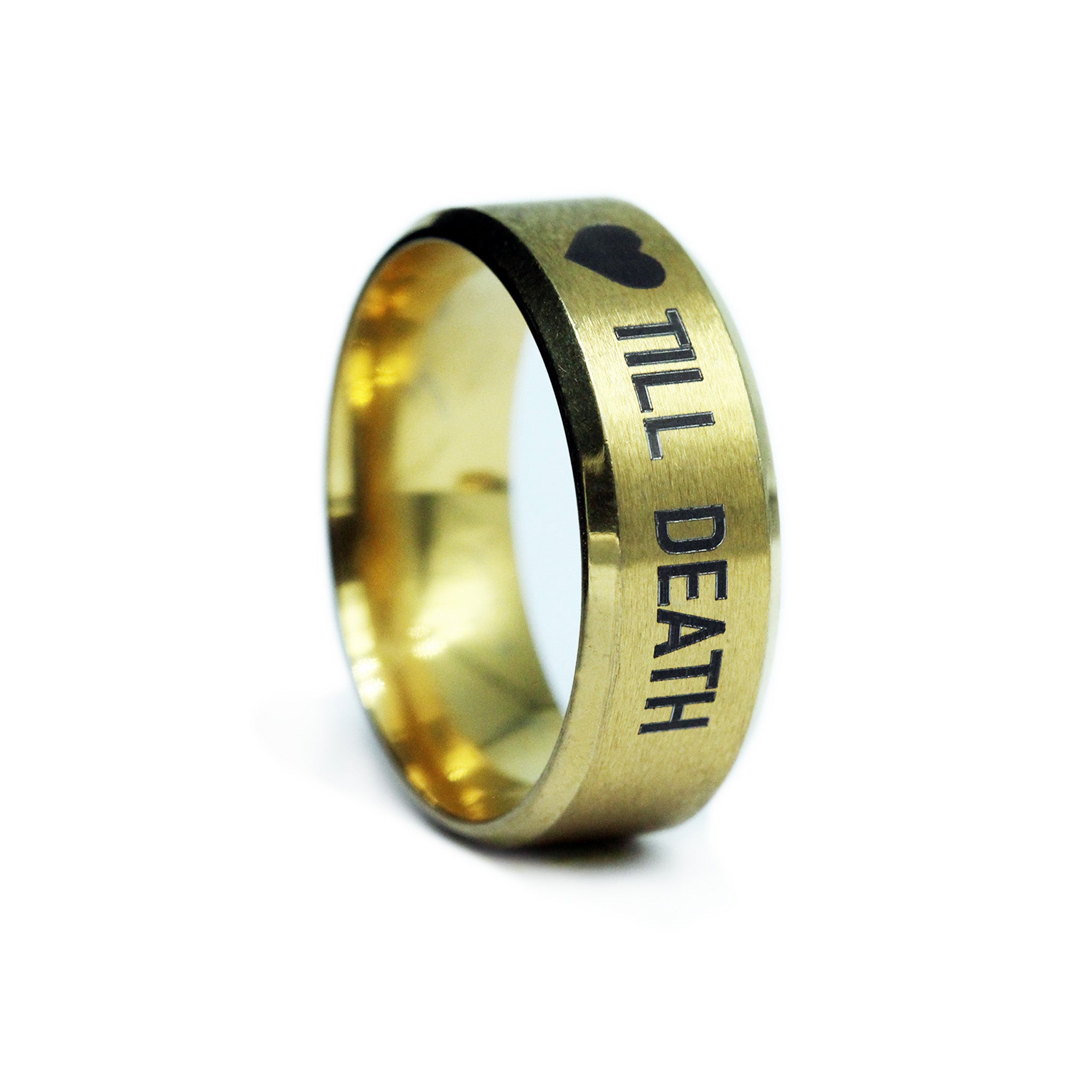 brushed gold wedding band engraved for him