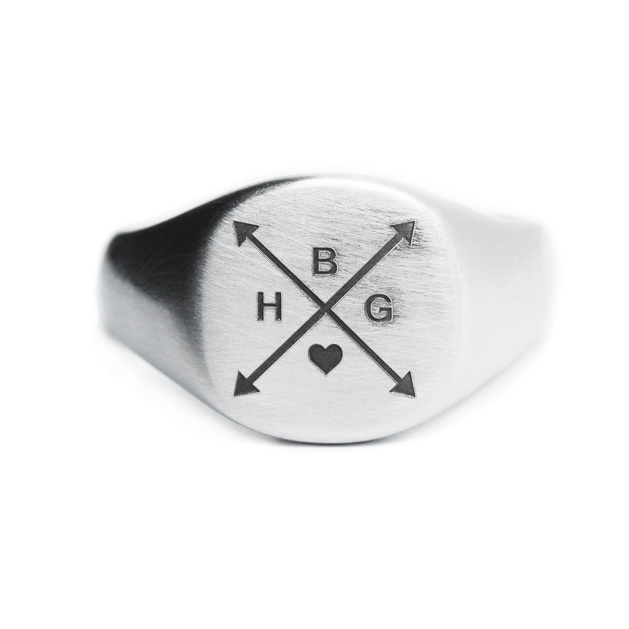 custom engraved silver initials silver ring for men