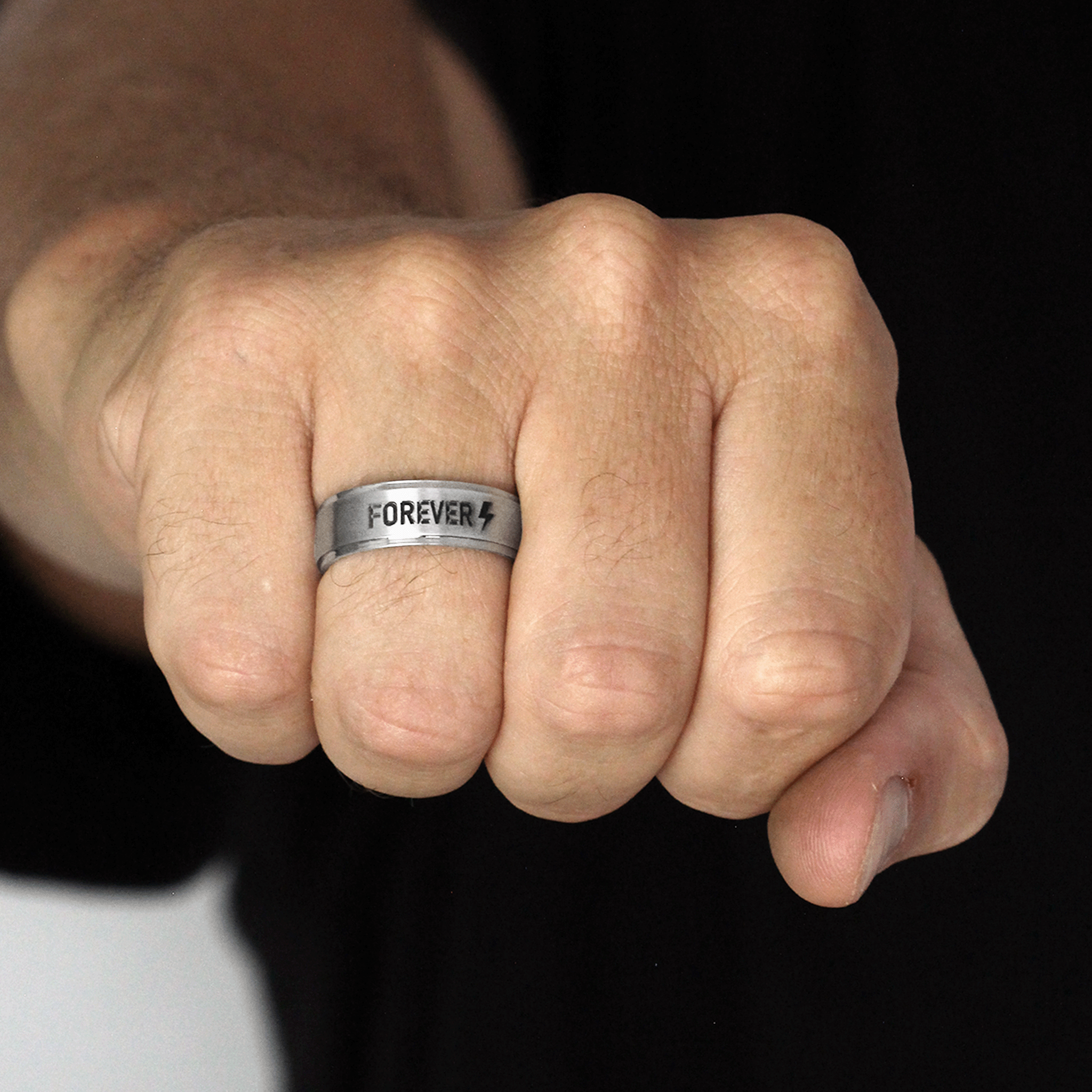 custom engraved silver wedding ring for him