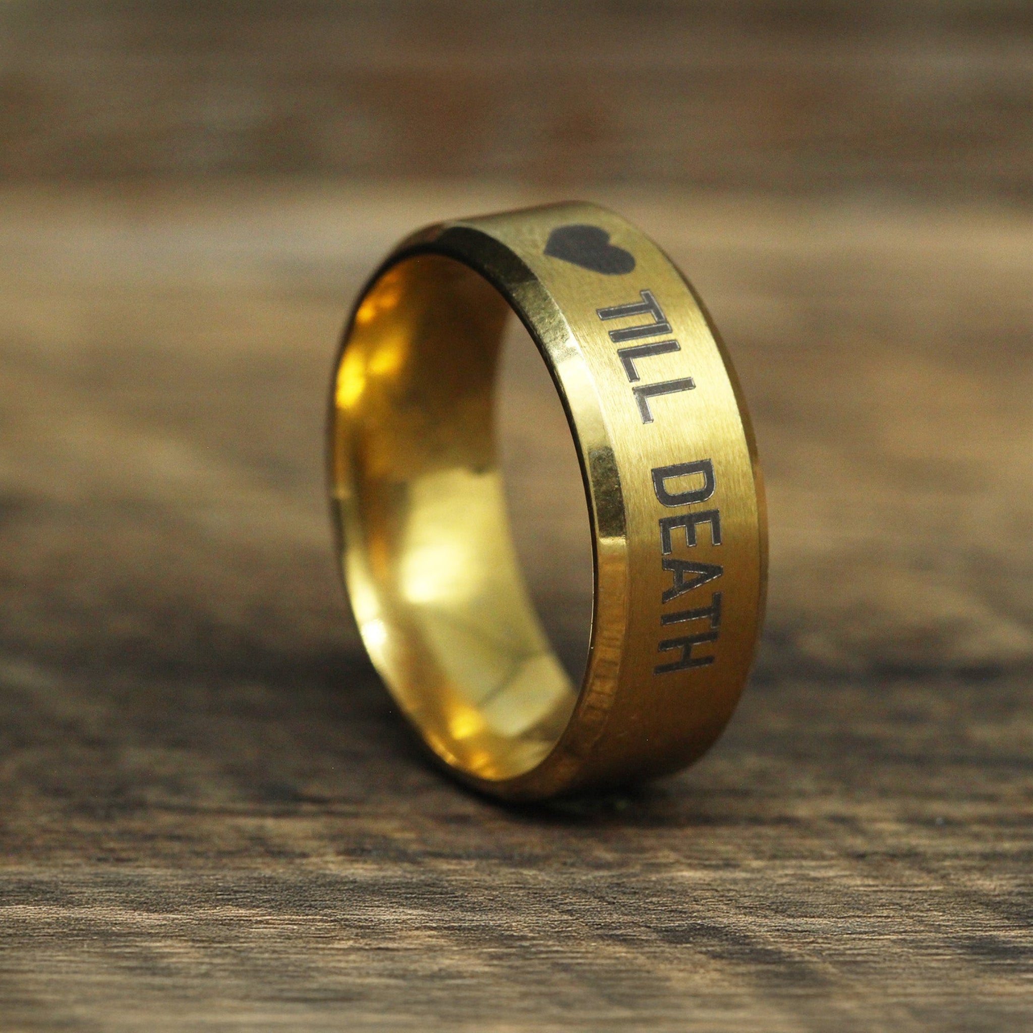 gold wedding band custom engraved for him