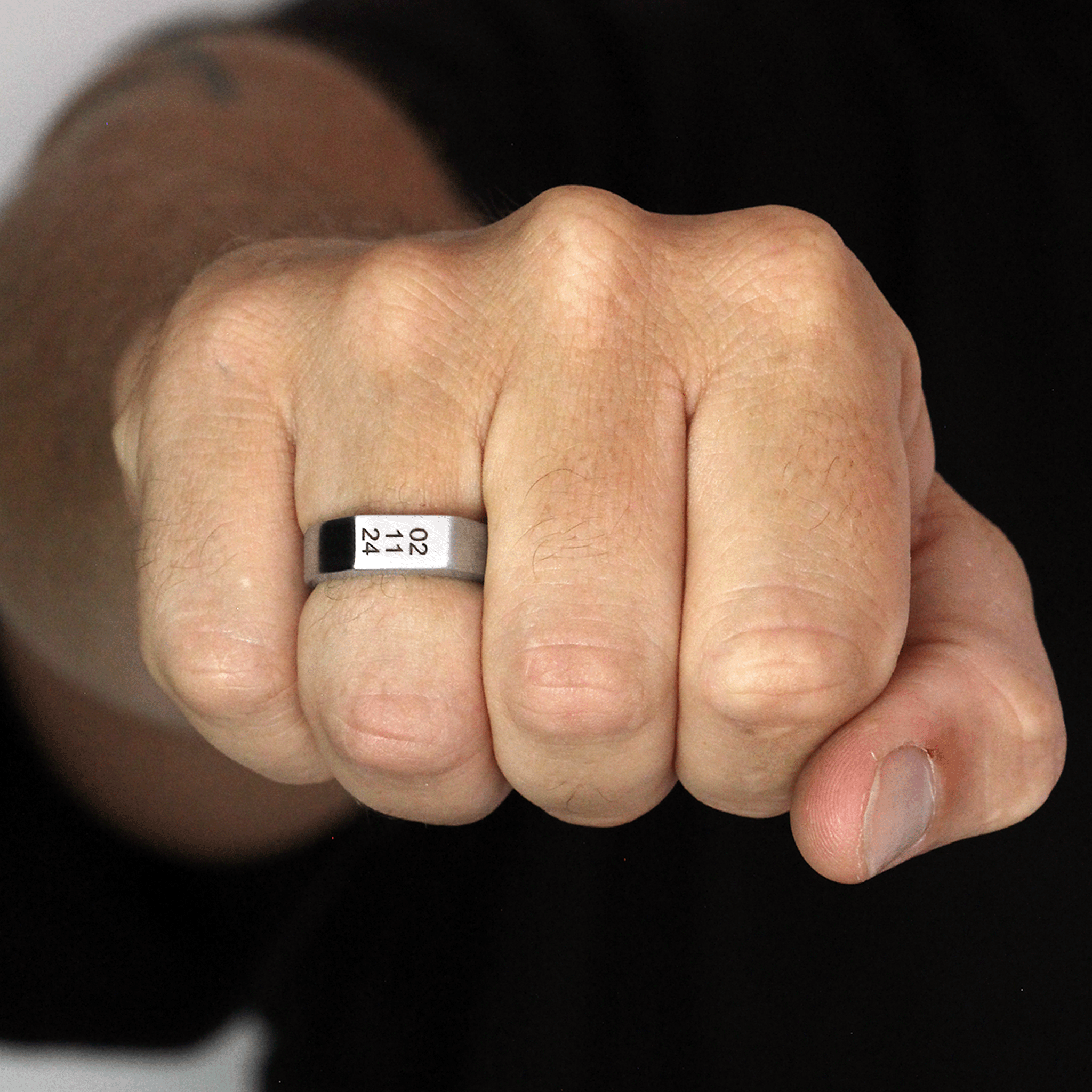 mens best custom engraved date thin silver ring