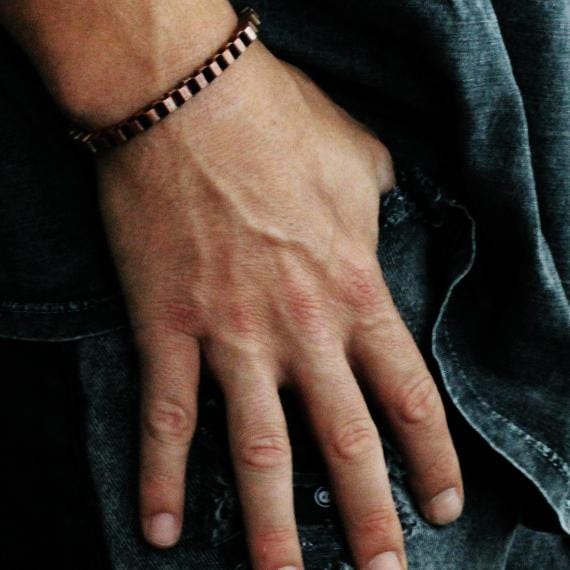 Carpe Diem Rustic Rose Gold Mens Bracelet
