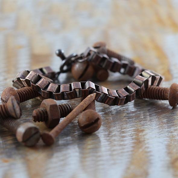 Carpe Diem Rustic Rose Gold Mens Bracelet