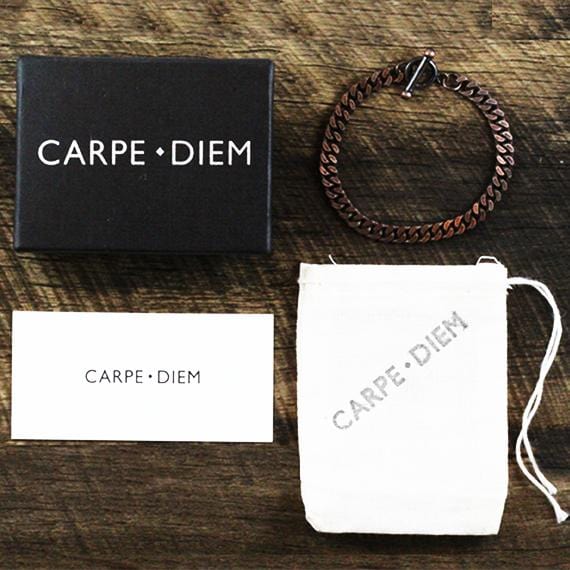 Carpe Diem Rose Gold Mens Chain Bracelet