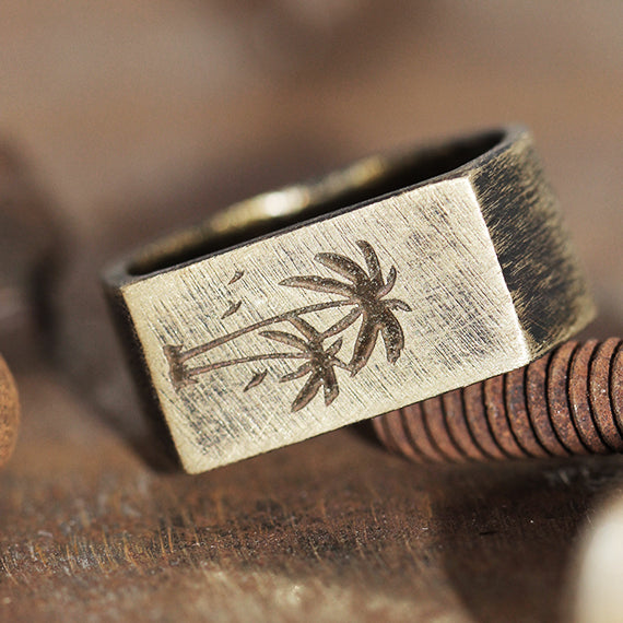 Palm Gold Mens Rings