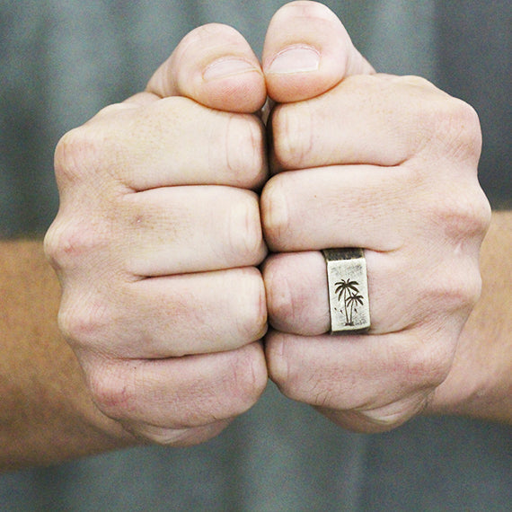 Palm Gold Mens Rings