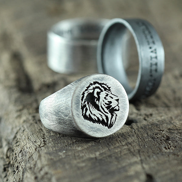 Lion Silver Mens Rings