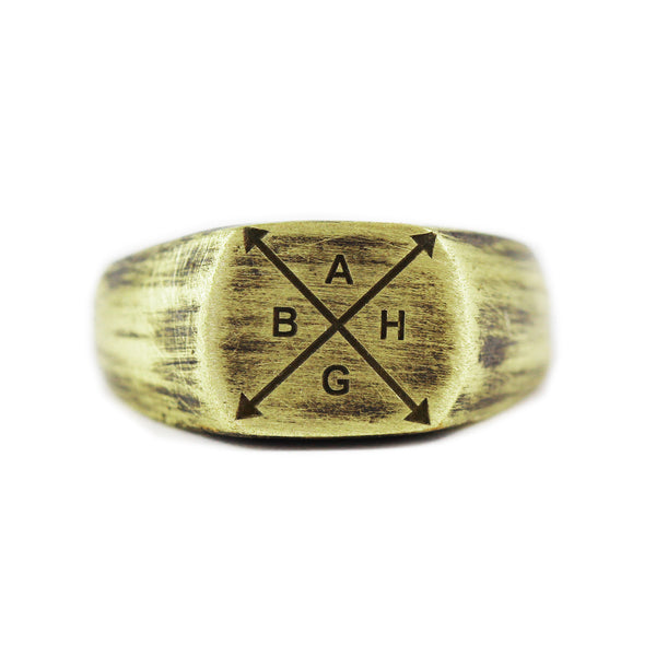 Gold Family Engraved Custom Signet Ring
