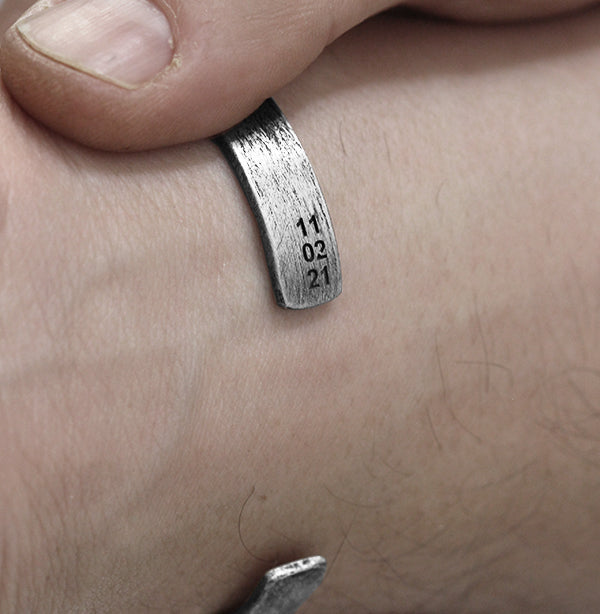 Carpe Diem Date Silver Mens Cuff
