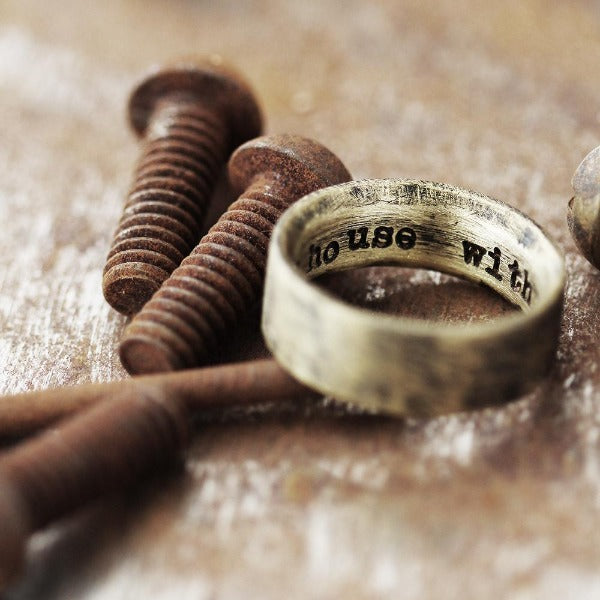 rustic gold custom engraved wedding band