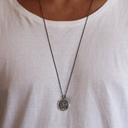 Mens Sterling Silver Coin Pendant Necklace