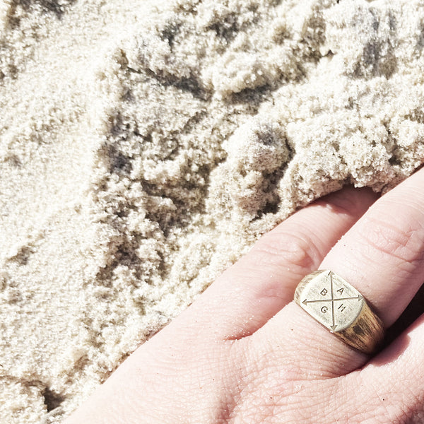 Gold Family Engraved Custom Signet Ring