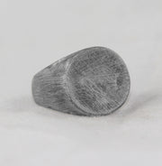 Silver Brushed Round Signet Mens Ring