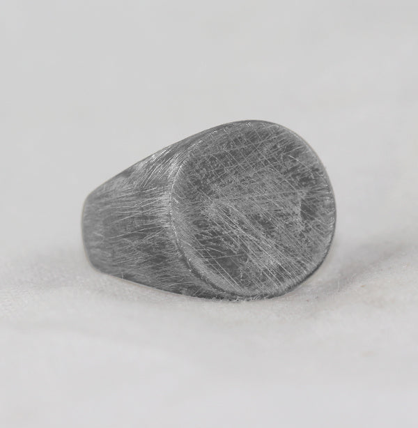Silver Brushed Round Signet Mens Ring
