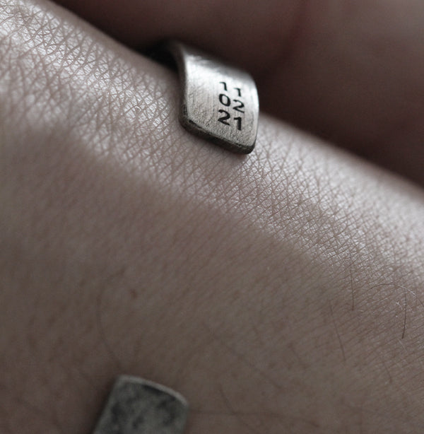 Carpe Diem Date Silver Mens Cuff