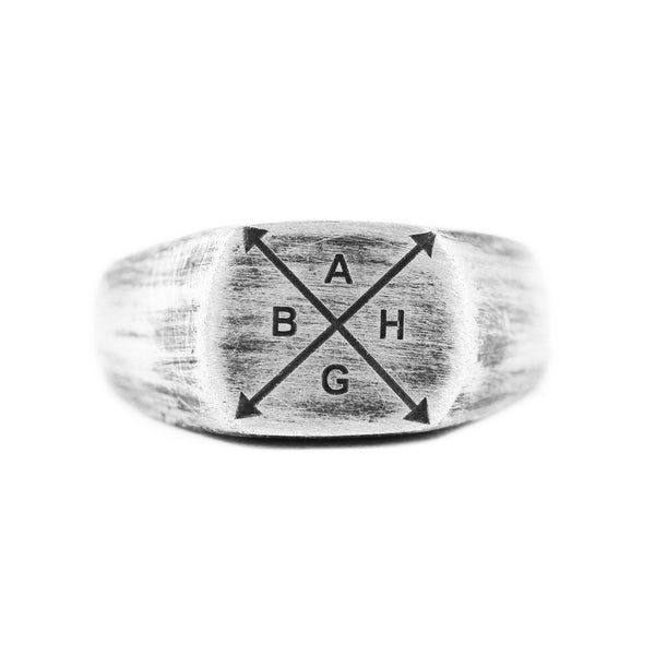 Silver Family Engraved Custom Signet Ring