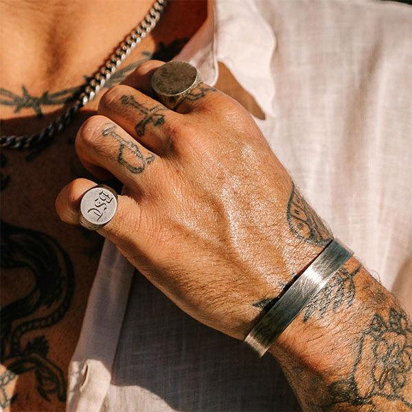 Custom Engraved Monogram Initial Silver Signet Ring