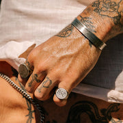 Mens Bracelet Oxidized Silver Cuff