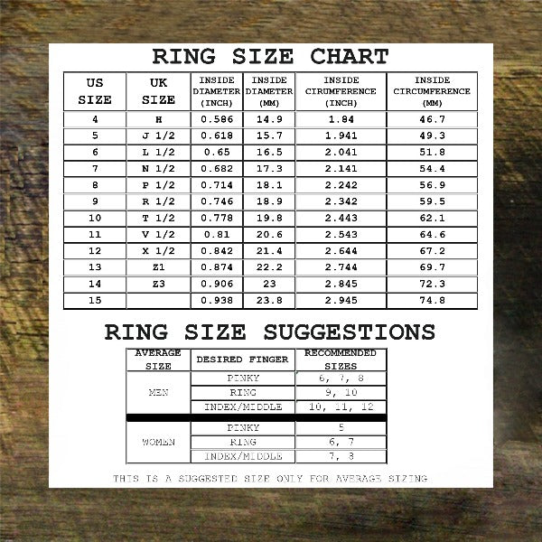 ring size chart carpe diem jewellery