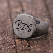 Custom Engraved Monogram Initial Silver Signet Ring