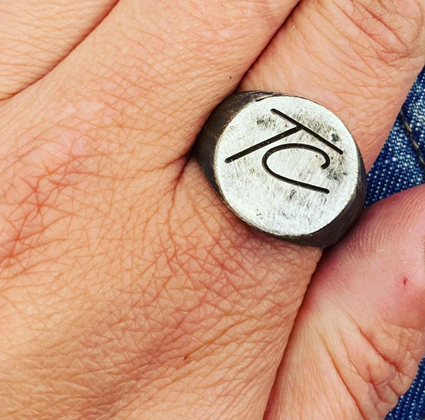 Custom Engraved Monogram Initial Silver Signet Ring