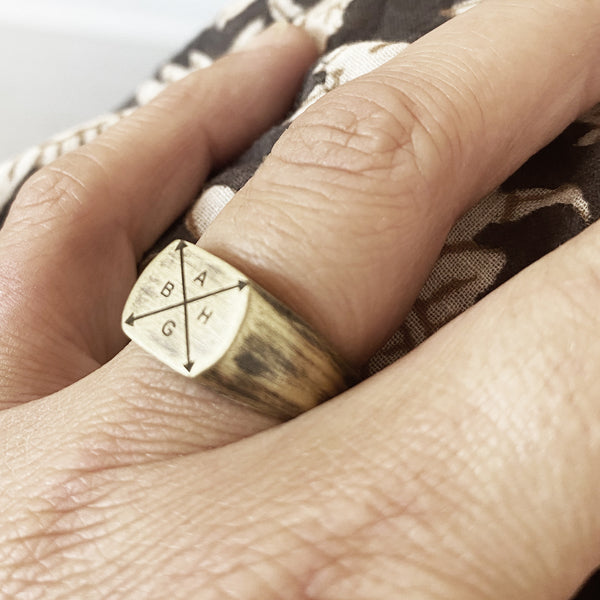 Gold Family Engraved Custom Signet Ring