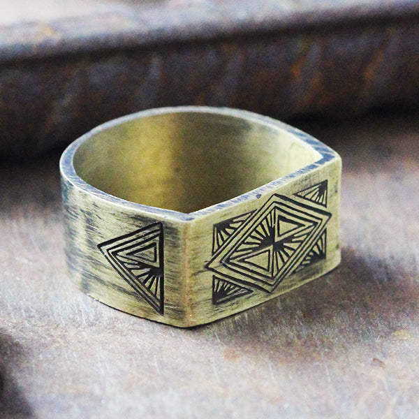 Aztec Gold Mens Rings