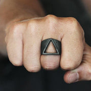 black silver triangle ring