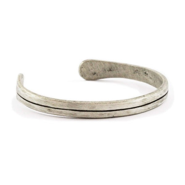 Mens Personalized Engraved Oxidized Silver + Alloy Cuff Bracelet
