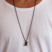 rustic silver triangle necklace