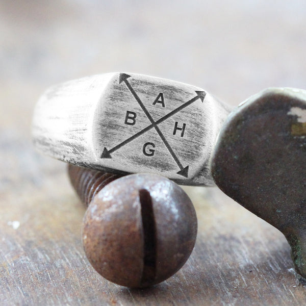 Silver Family Engraved Custom Signet Ring