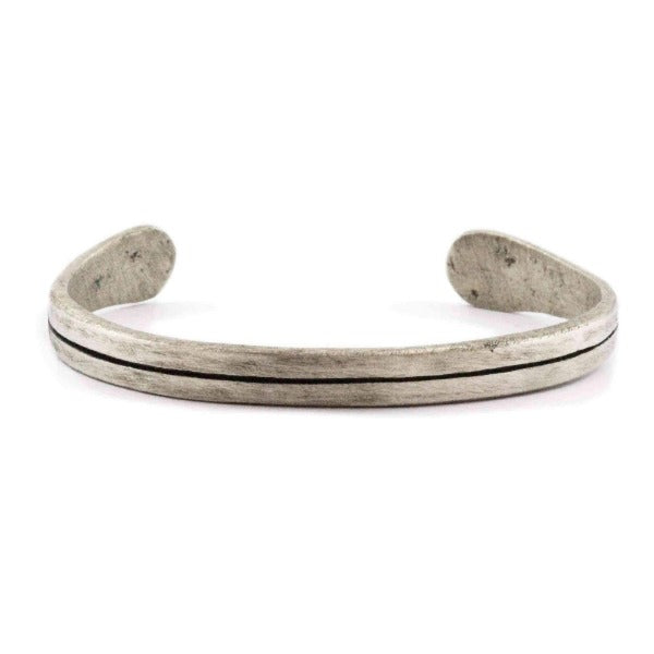 Mens Personalized Engraved Oxidized Silver + Alloy Cuff Bracelet
