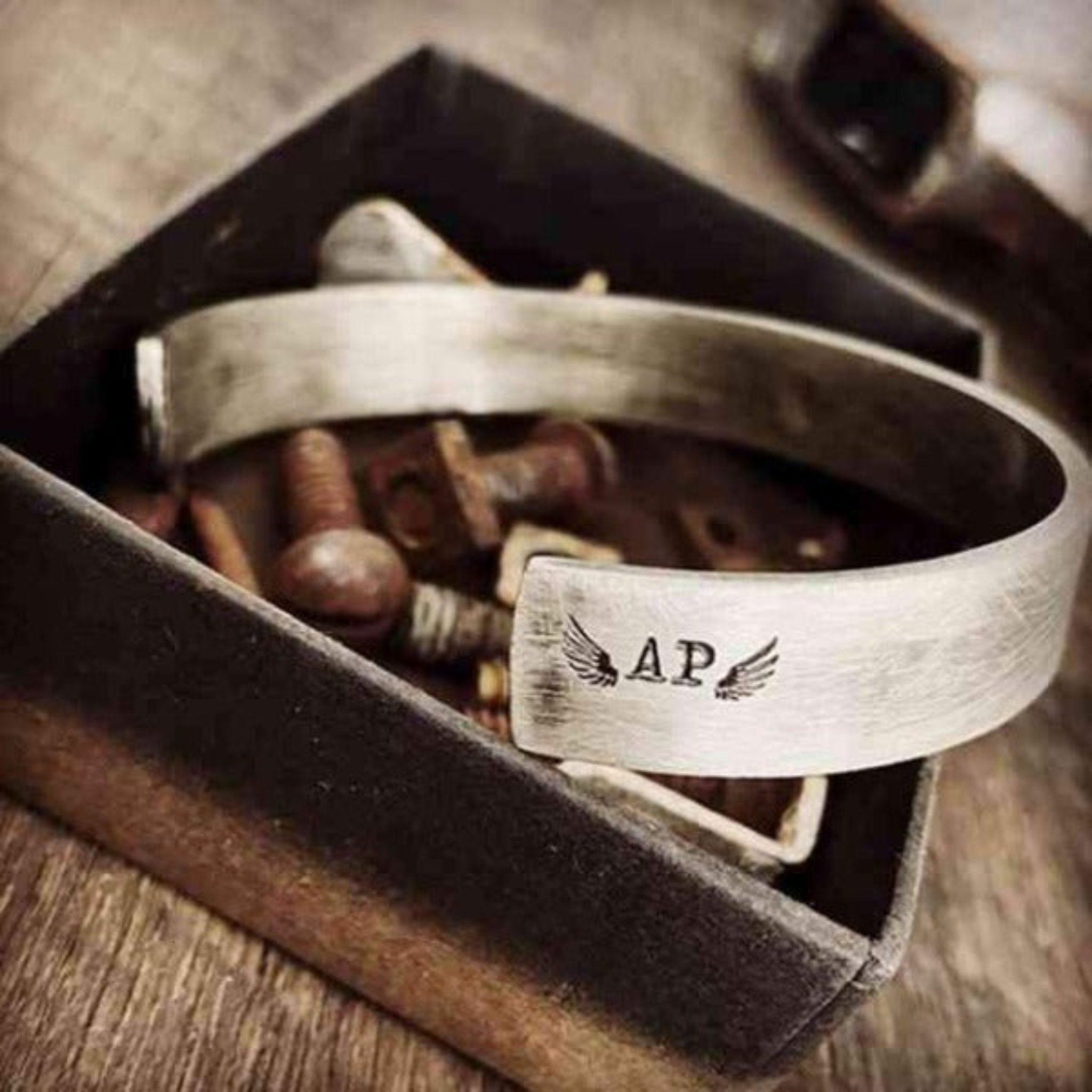 custom engraved cuff with initials