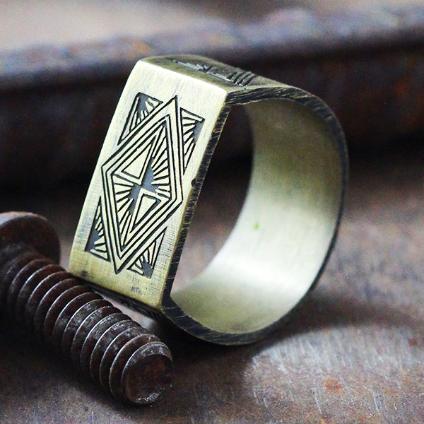 Aztec Gold Mens Rings