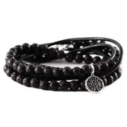 Carpe Diem Mens Sterling Silver Leather Bracelet