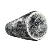 Silver Brushed Round Signet Mens Ring