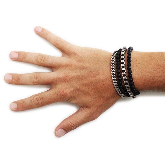 Carpe Diem Silver Man Beaded Bracelet