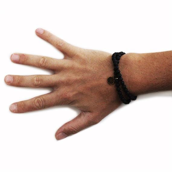 mens black beaded bracelet