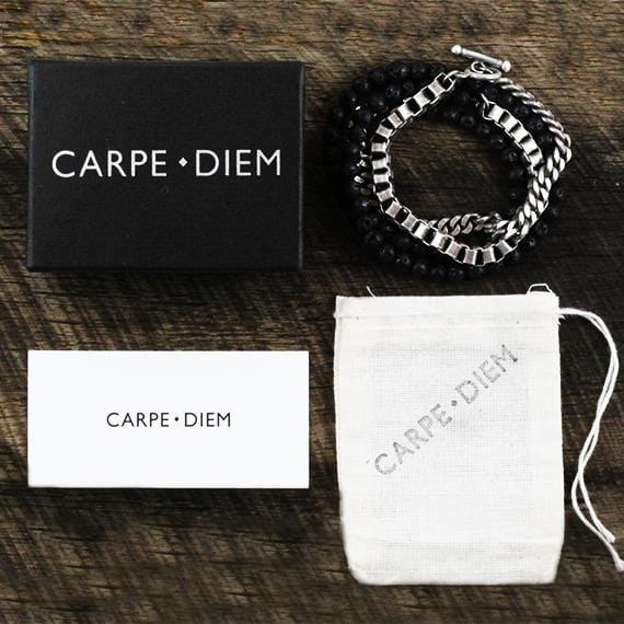 Carpe Diem Silver Man Beaded Bracelet