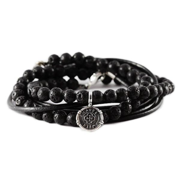 Carpe Diem Mens Sterling Silver Leather Bracelet