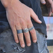 Men's Chunky Sterling Silver Engraved Signet Ring