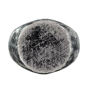 Silver Brushed Round Signet Mens Ring