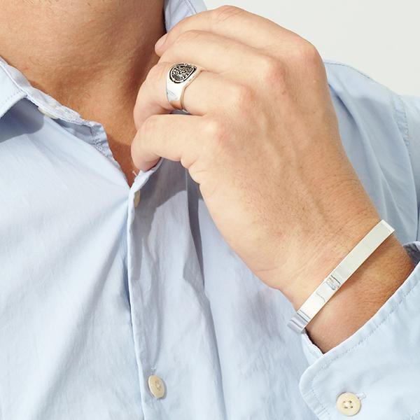 Men's Chunky Sterling Silver Engraved Signet Ring