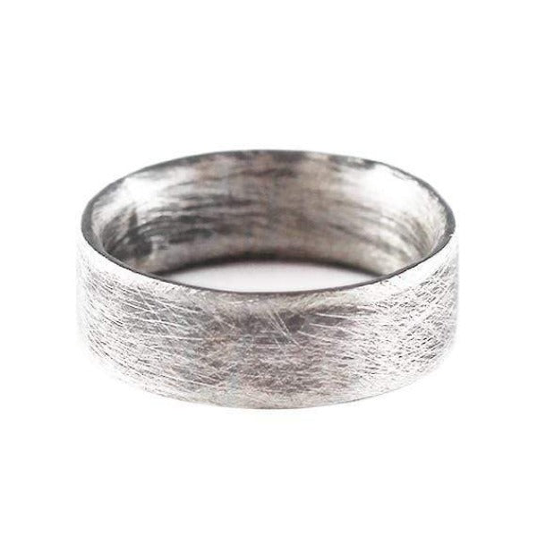Men's Engraved Brushed Sterling Silver Plain Wedding Band