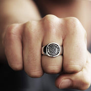 Men's Chunky Sterling Silver Engraved Signet Ring