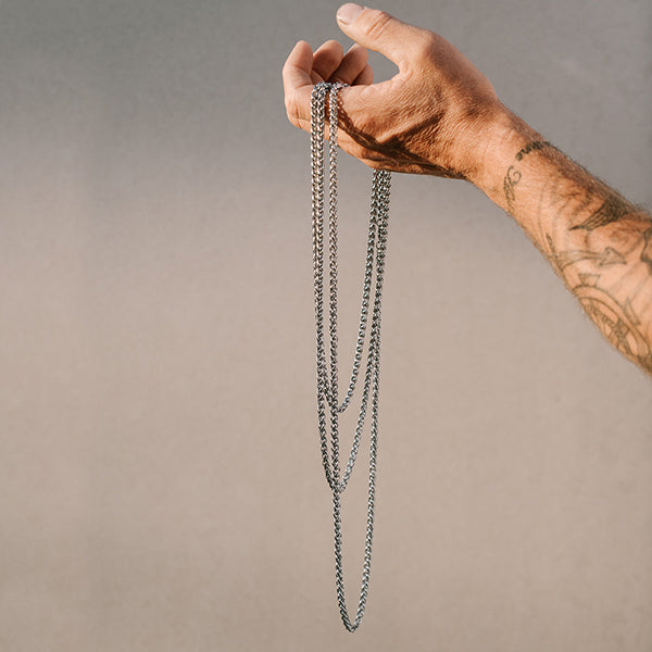 Braided Stainless Silver Chain Necklace